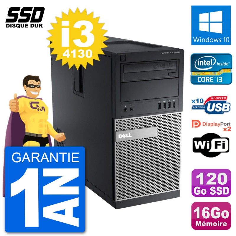 Dell OptiPlex 9020 Desktop PC - Intel Core i3-4130, 16GB RAM, 120GB SSD, Windows 10, WiFi