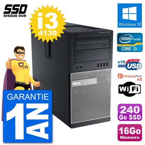 Dell OptiPlex 9020 Desktop PC - Intel Core i3-4130, 16GB RAM, 240GB SSD, Windows 10, WiFi