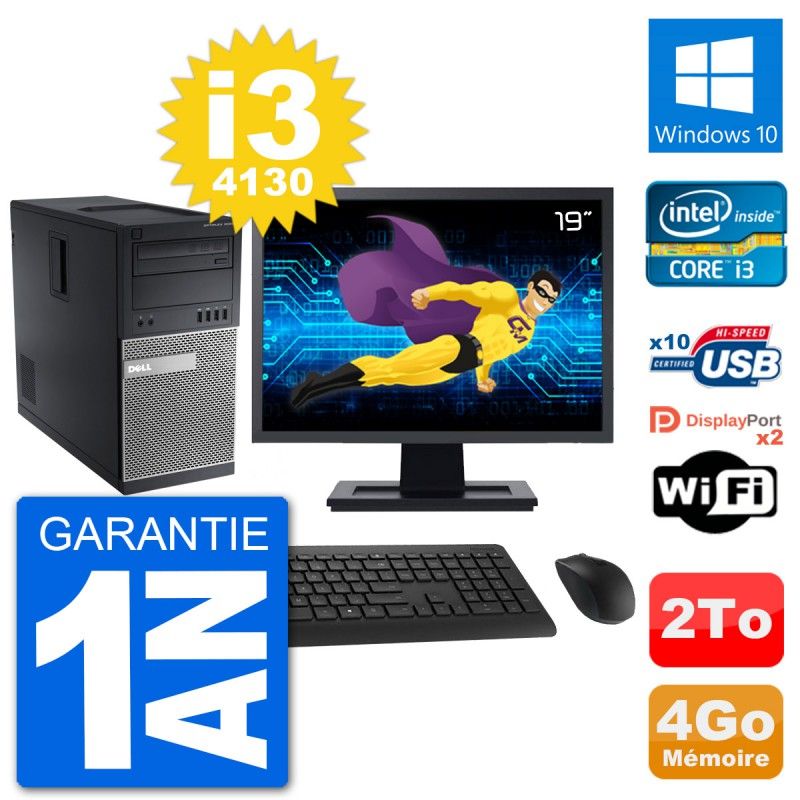 Dell Optiplex 9020 Desktop PC - 19" Screen, Intel i3-4130, 4GB RAM, 2TB HDD, Windows 10, WiFi