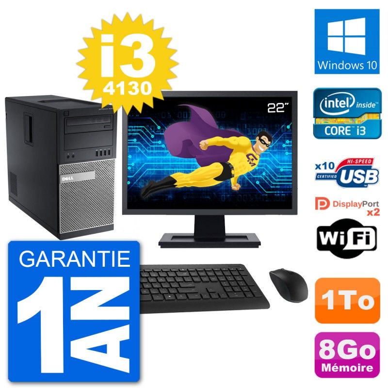 Dell Optiplex 9020 Desktop PC - 22" Screen, Intel i3-4130, 8GB RAM, 1TB HDD, Windows 10, WiFi