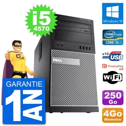 Dell Optiplex 9020 Desktop PC - Intel Core i5-4570, 4GB RAM, 250GB HDD, Windows 10, WiFi