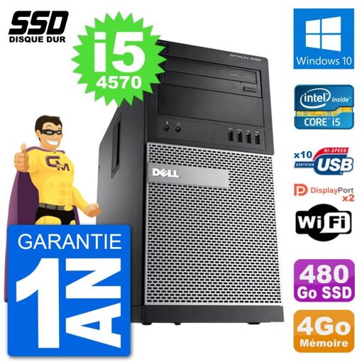 Dell OptiPlex 9020 Desktop PC - Intel Core i5-4570, 4GB RAM, 480GB SSD, Windows 10, WiFi