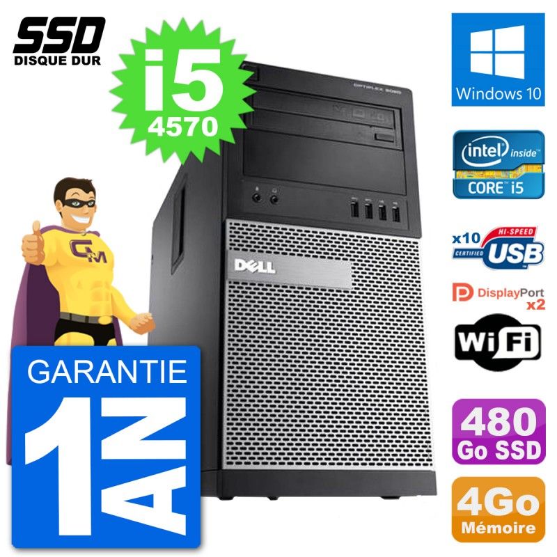 Dell OptiPlex 9020 Desktop PC - Intel Core i5-4570, 4GB RAM, 480GB SSD, Windows 10, WiFi