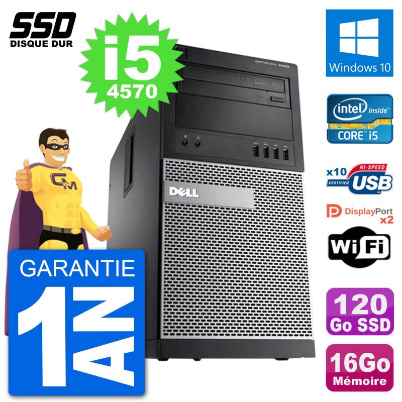 Dell OptiPlex 9020 Desktop PC - Intel Core i5-4570, 16GB RAM, 120GB SSD, Windows 10, WiFi