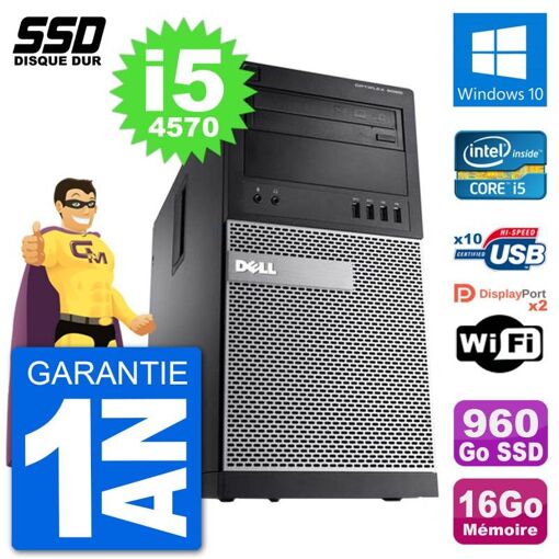 Dell OptiPlex 9020 Desktop PC - Intel Core i5-4570, 16GB RAM, 960GB SSD, Windows 10, WiFi