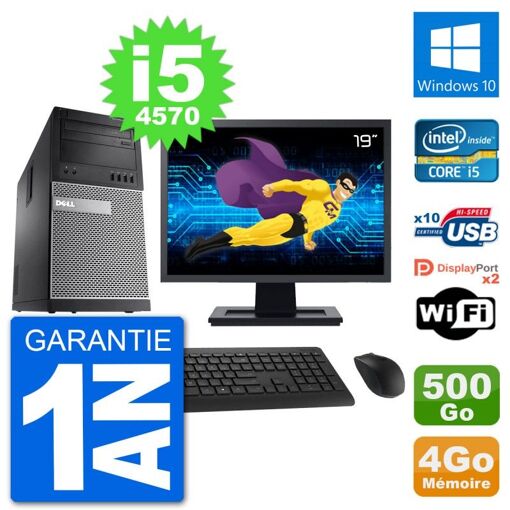 Dell Optiplex 9020 Desktop PC - 19" Screen, Intel i5-4570, 4GB RAM, 500GB HDD, Windows 10, WiFi
