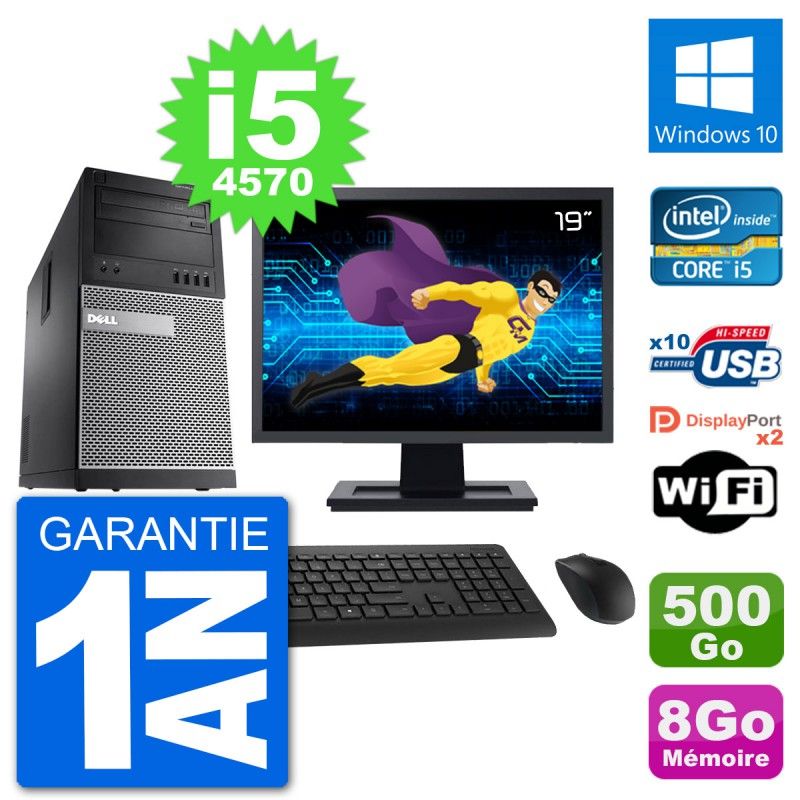 Dell Optiplex 9020 Desktop PC - 19" Screen, Intel i5-4570, 8GB RAM, 500GB HDD, Windows 10, WiFi