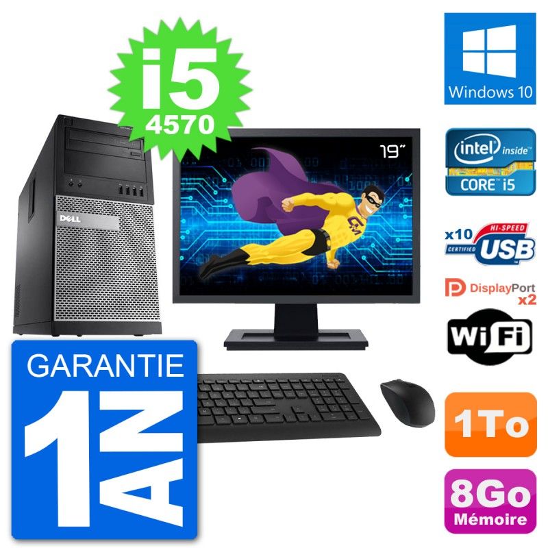 Dell Optiplex 9020 Desktop Computer, 19" Screen, Intel i5-4570, 8GB RAM, 1TB HDD, Windows 10, WiFi