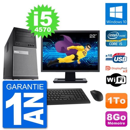 Dell Optiplex 9020 Desktop PC - 22" Screen, Intel i5-4570, 8GB RAM, 1TB HDD, Windows 10, WiFi