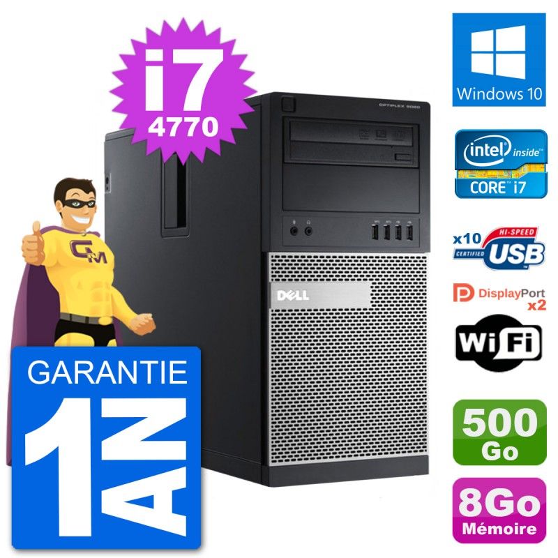 Dell Optiplex 9020 Desktop PC - Intel Core i7-4770, 8GB RAM, 500GB HDD, Windows 10, WiFi