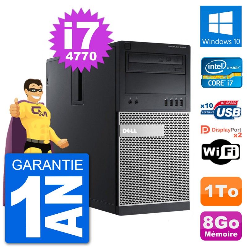 Dell Optiplex 9020 Desktop PC - Intel Core i7-4770, 8GB RAM, 1TB HDD, Windows 10, WiFi