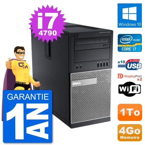 Dell Optiplex 9020 Desktop Computer - Intel Core i7-4790, 4GB RAM, 1TB HDD, Windows 10, WiFi