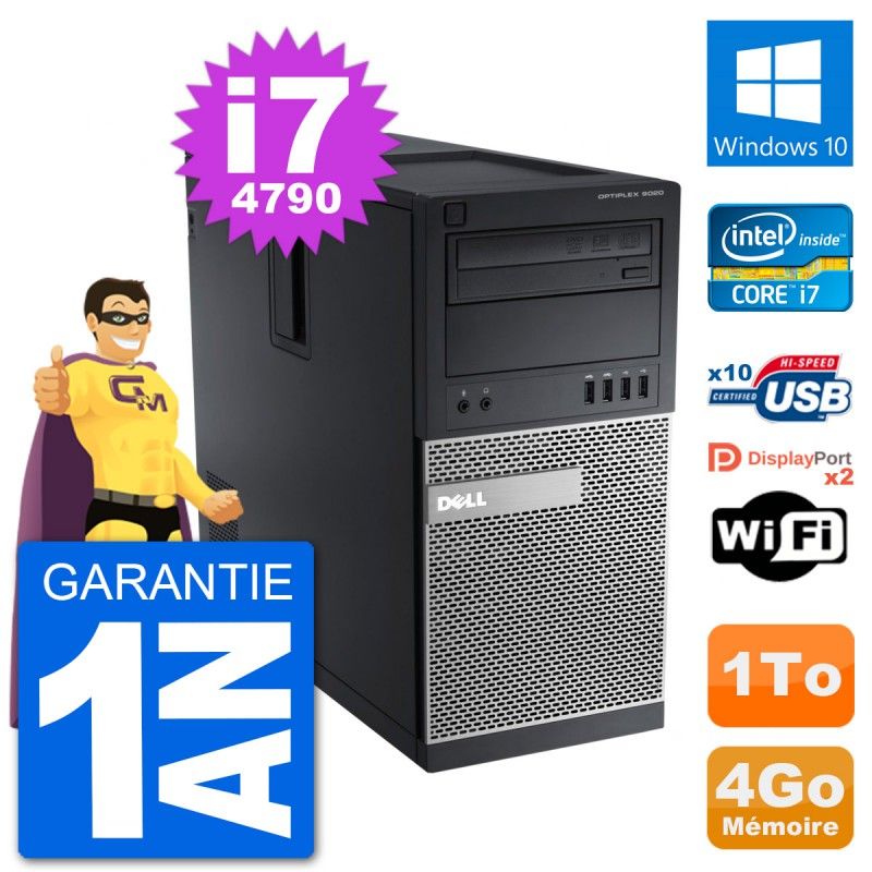 Dell Optiplex 9020 Desktop Computer - Intel Core i7-4790, 4GB RAM, 1TB HDD, Windows 10, WiFi
