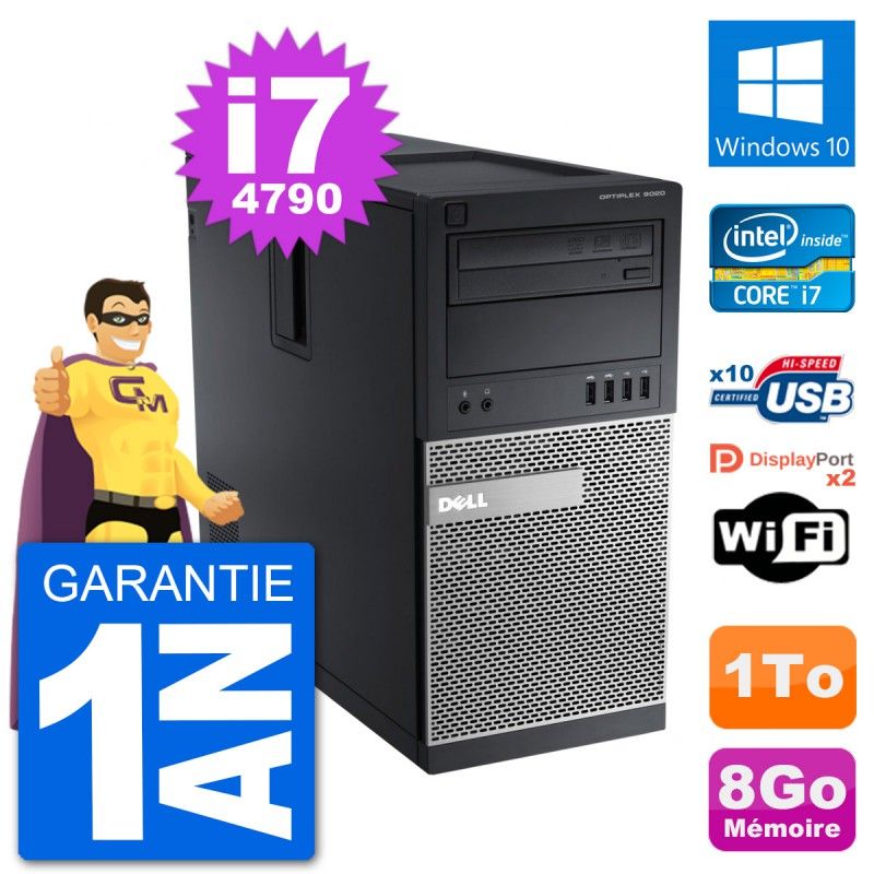 Dell Optiplex 9020 Desktop PC - Intel Core i7-4790, 8GB RAM, 1TB HDD, Windows 10, WiFi