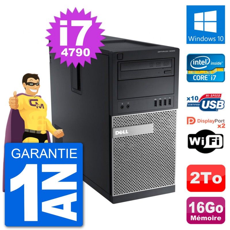 Dell Optiplex 9020 Desktop PC - Intel Core i7-4790, 16GB RAM, 2TB HDD, Windows 10, WiFi