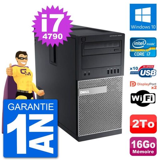 Dell Optiplex 9020 Desktop PC - Intel Core i7-4790, 16GB RAM, 2TB HDD, Windows 10, WiFi