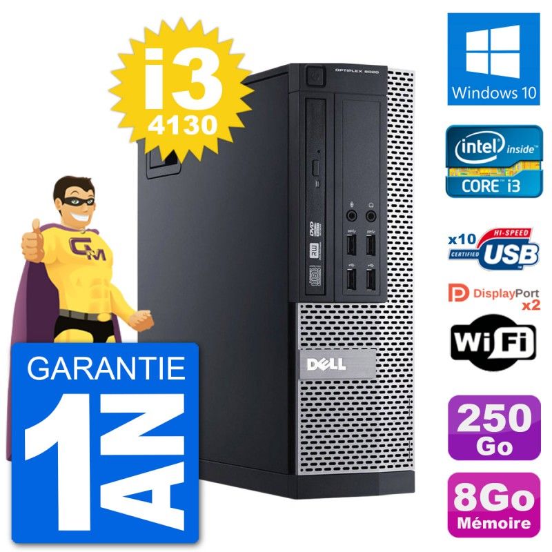 Dell Optiplex 9020 SFF Desktop PC - Intel Core i3-4130, 8GB RAM, 250GB HDD, Windows 10, WiFi