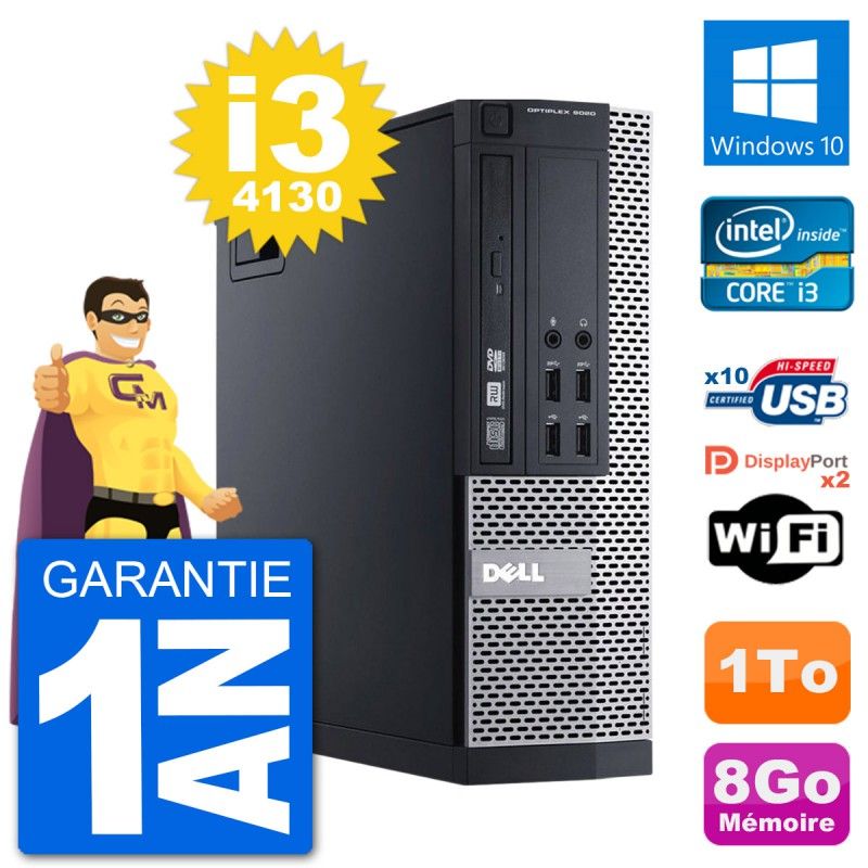 Dell Optiplex 9020 SFF PC - Intel Core i3-4130, 8GB RAM, 1TB HDD, Windows 10, WiFi