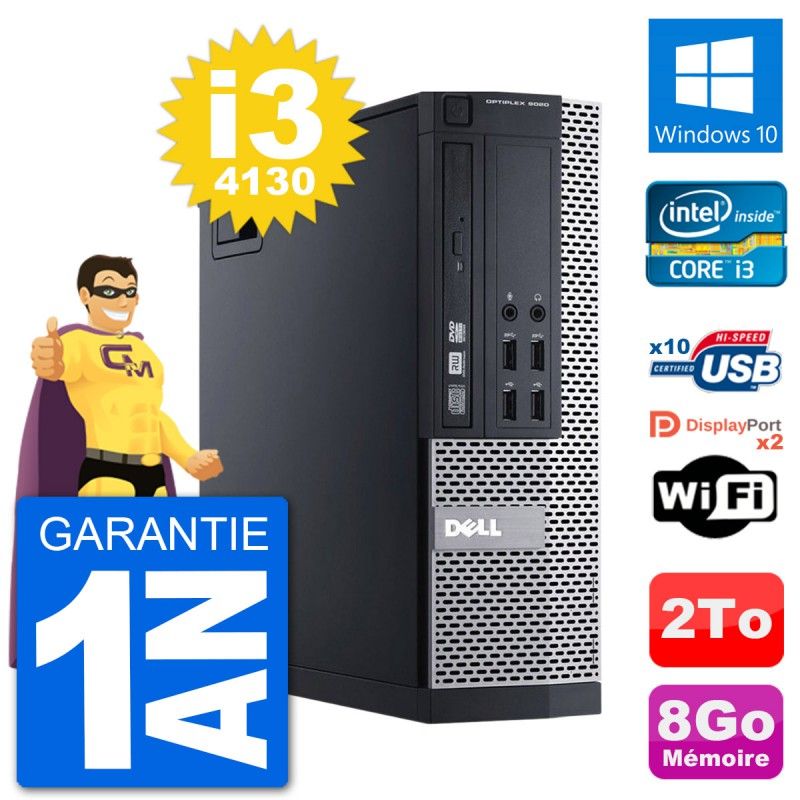 Dell Optiplex 9020 SFF Desktop PC - Intel Core i3-4130, 8GB RAM, 2TB HDD, Windows 10, WiFi
