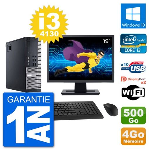 Dell Optiplex 9020 SFF PC - 19" Screen, Intel i3-4130, 4GB RAM, 500GB HDD, Windows 10, WiFi