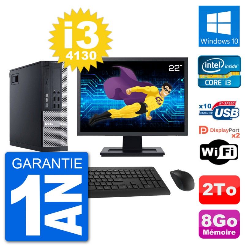 Dell Optiplex 9020 SFF Computer - 22" Screen, Intel i3-4130, 8GB RAM, 2TB Hard Drive, Windows 10