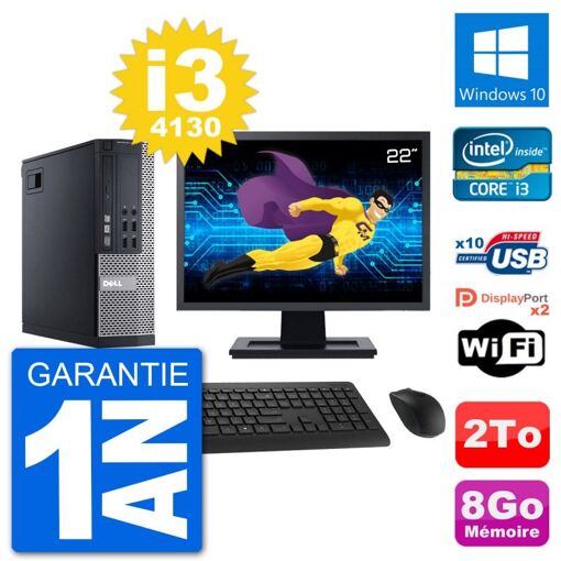 Dell Optiplex 9020 SFF Computer - 22" Screen, Intel i3-4130, 8GB RAM, 2TB Hard Drive, Windows 10