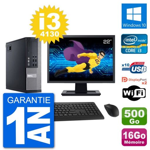 Dell Optiplex 9020 SFF Computer - 22" Screen, Intel i3-4130, 16GB RAM, 500GB HDD, Windows 10
