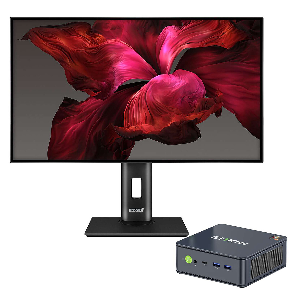 Generic Mini PC Workstation, AMD Ryzen 7 5825U, 16GB RAM, 512GB SSD, Wi-Fi 6/Bluetooth, Windows 11 Pro, 27" 2.5K Display