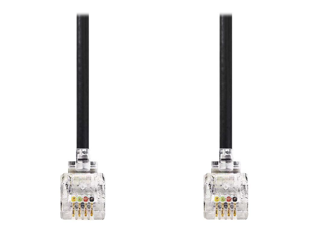 Nedis Phone Cable - 5m RJ-10 (M) to RJ-10 (M) - Black