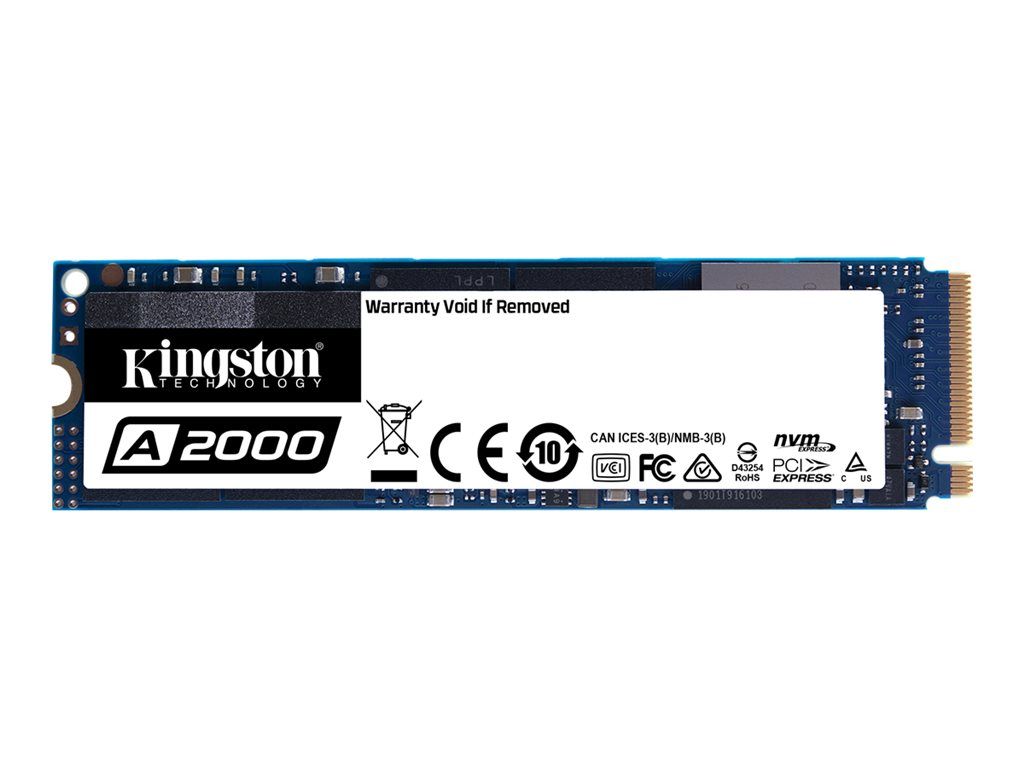 Kingston A2000 - 250GB SSD - Encrypted - Internal - M.2 2280 - PCIe 3.0 x4 (NVMe) - AES 256-bit