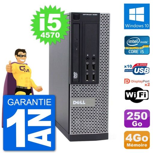Dell Optiplex 9020 SFF Desktop PC - Intel Core i5-4570, 4GB RAM, 250GB HDD, Windows 10, WiFi