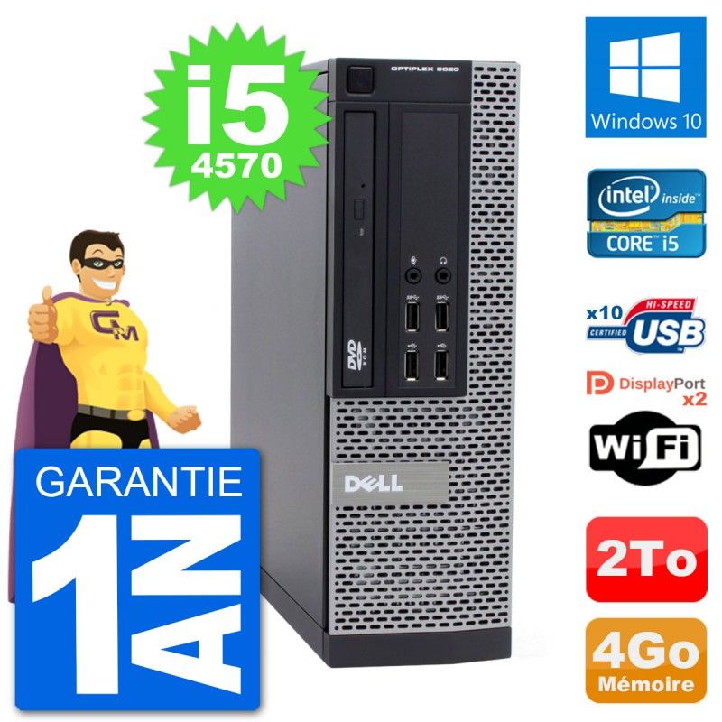 Dell Optiplex 9020 SFF Computer - Intel Core i5-4570, 4GB RAM, 2TB HDD, Windows 10, WiFi