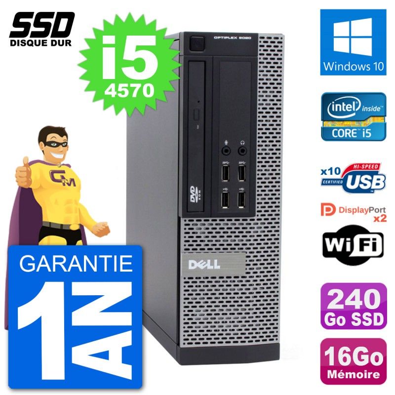 Dell OptiPlex 9020 SFF PC - Intel Core i5, 16GB RAM, 240GB SSD, Windows 10, WiFi