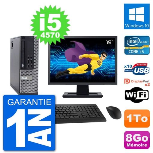 Dell Optiplex 9020 SFF Computer - 19" Screen, Intel i5-4570, 8GB RAM, 1TB HDD, Windows 10, WiFi
