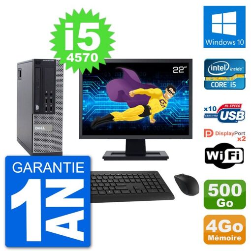 Dell Optiplex 9020 SFF Computer - 22" Screen, Intel i5-4570, 4GB RAM, 500GB HDD, Windows 10, WiFi