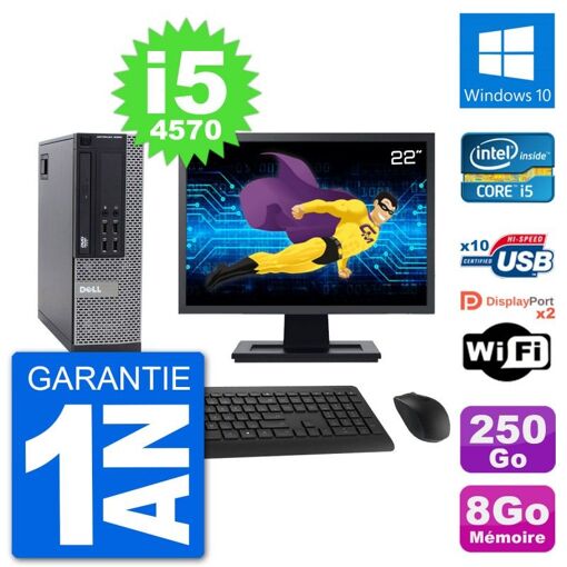 Dell Optiplex 9020 SFF Computer - 22" Screen, Intel i5-4570, 8GB RAM, 250GB HDD, Windows 10, WiFi