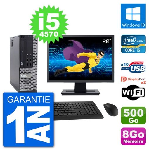 Dell Optiplex 9020 SFF Computer - 22" Screen, Intel i5-4570, 8GB RAM, 500GB Hard Drive, Windows 10, WiFi