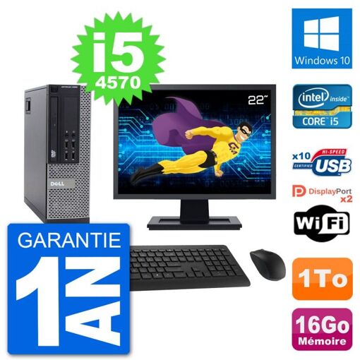 Dell Optiplex 9020 SFF PC - 22" Screen, Intel i5-4570, 16GB RAM, 1TB HDD, Windows 10, WiFi