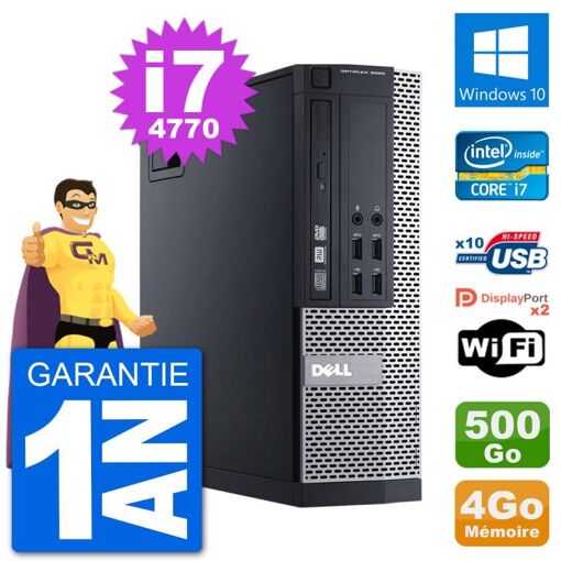 Dell Optiplex 9020 SFF Desktop PC - Intel Core i7-4770, 4GB RAM, 500GB HDD, Windows 10, WiFi