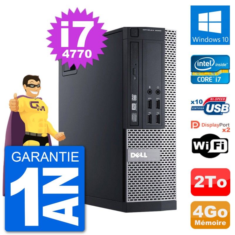 Dell Optiplex 9020 SFF Desktop PC - Intel Core i7-4770, 4GB RAM, 2TB Hard Drive, Windows 10, WiFi