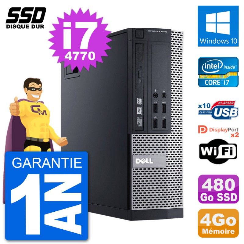 Dell OptiPlex 9020 SFF Computer - Core i7, 4GB RAM, 480GB SSD, Windows 10