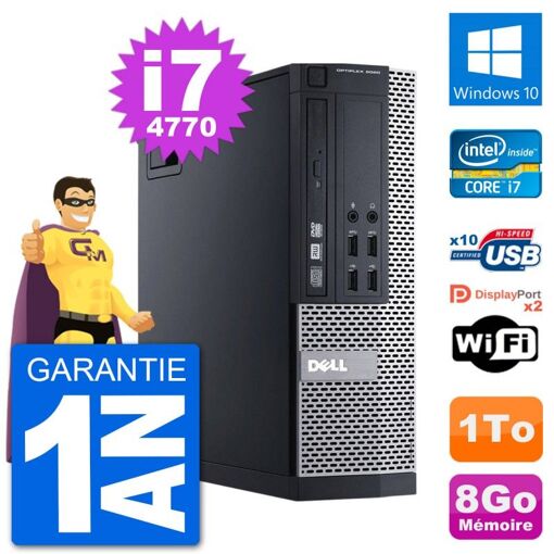 Dell Optiplex 9020 SFF Desktop PC - Intel Core i7-4770, 8GB RAM, 1TB HDD, Windows 10, WiFi