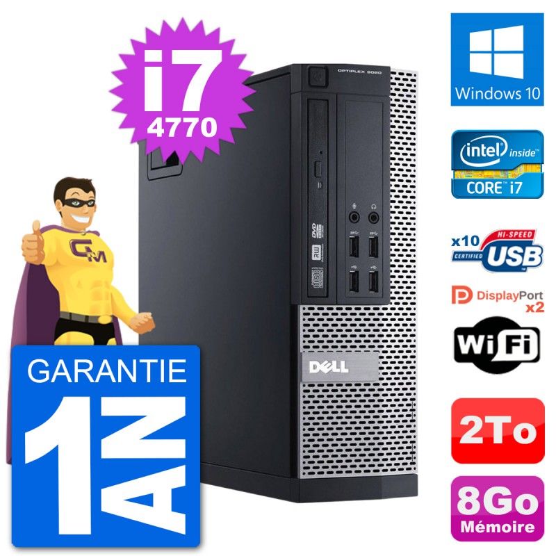 Dell Optiplex 9020 SFF PC - Intel Core i7-4770, 8GB RAM, 2TB Hard Drive, Windows 10, WiFi