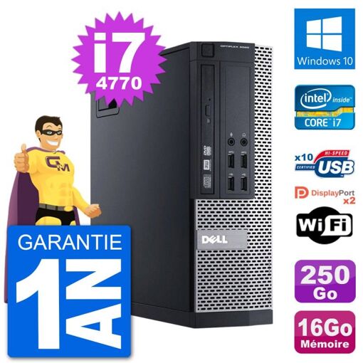 Dell Optiplex 9020 SFF Desktop PC - Intel Core i7-4770, 16GB RAM, 250GB SSD, Windows 10, WiFi