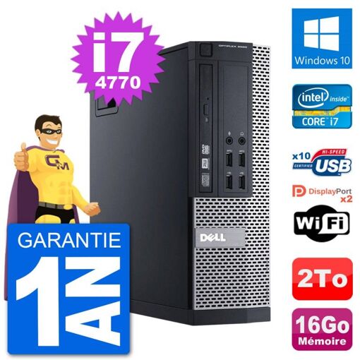 Computadora Dell Optiplex 9020 SFF - Procesador Intel Core i7-4770, 16GB de RAM, Disco Duro de 2TB, Windows 10, WiFi