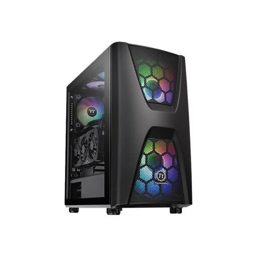 Caja de PC de Media Torre ATX Thermaltake Commander C34 RGB con Panel Lateral de Vidrio - Negro