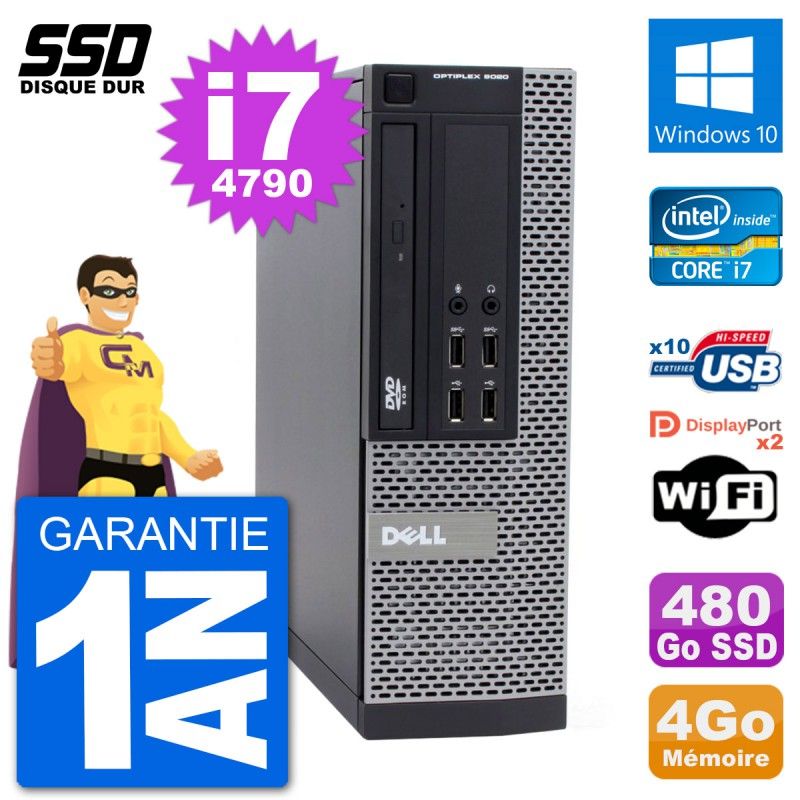 Dell OptiPlex 9020 SFF Desktop PC - Intel Core i7, 4GB RAM, 480GB SSD, Windows 10, WiFi