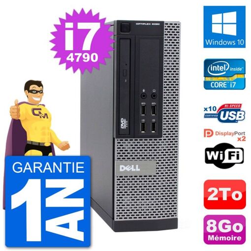 Dell Optiplex 9020 SFF PC - Intel Core i7-4790, 8GB RAM, 2TB HDD, Windows 10, WiFi