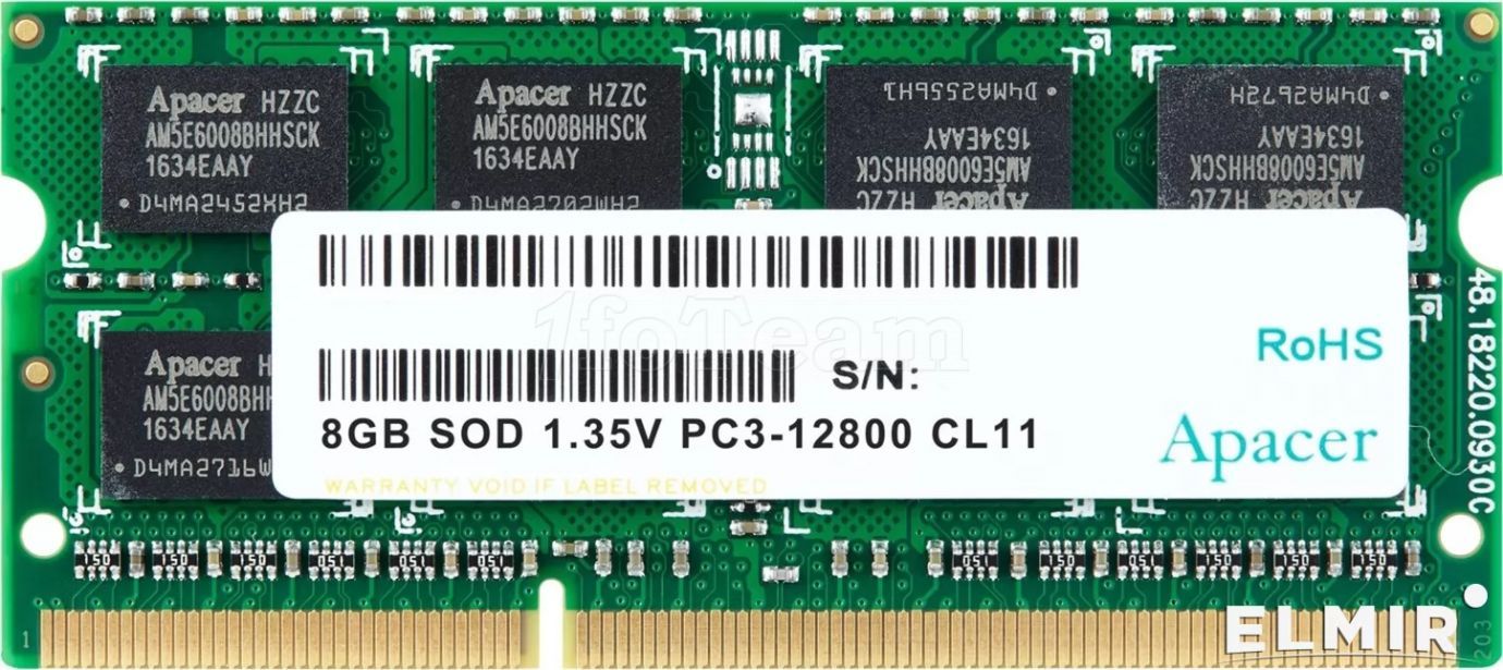Memoria RAM Apacer DDR3 de 8 GB (1600 MHz, PC12800)