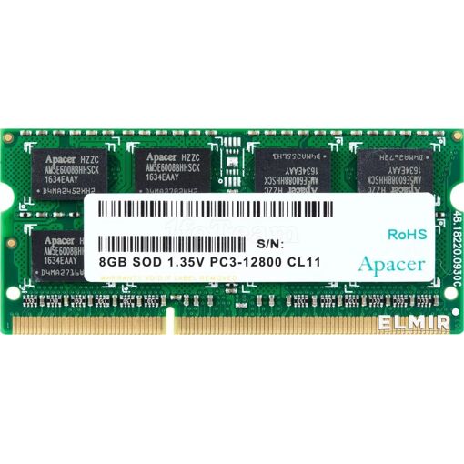 Memoria RAM Apacer DDR3 de 8 GB (1600 MHz, PC12800)
